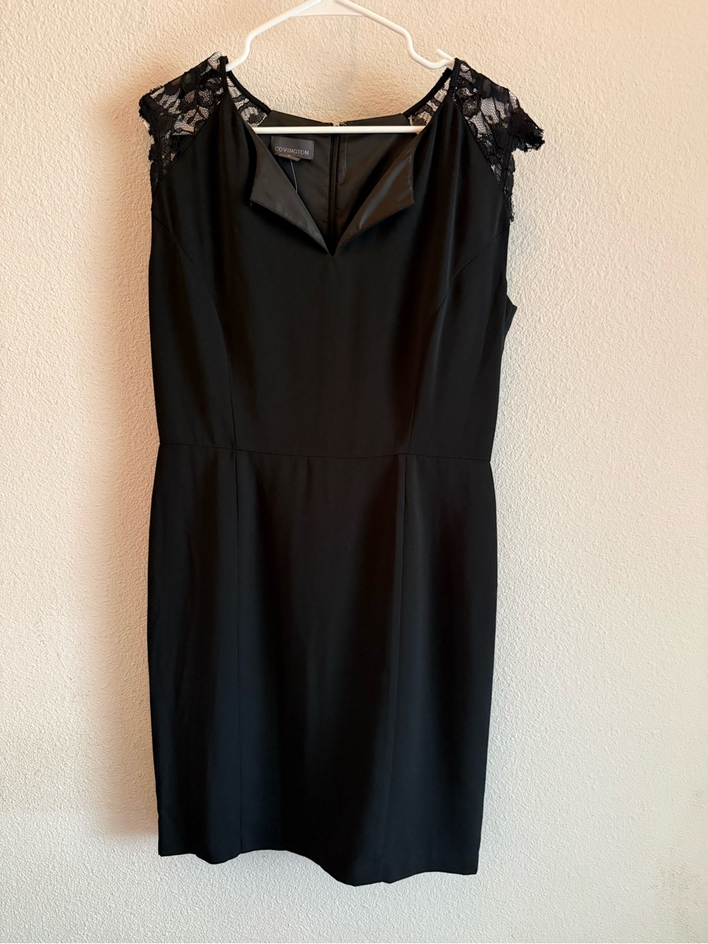 NWT Covington Black Lace Shoulder Little Black Dress Size 12